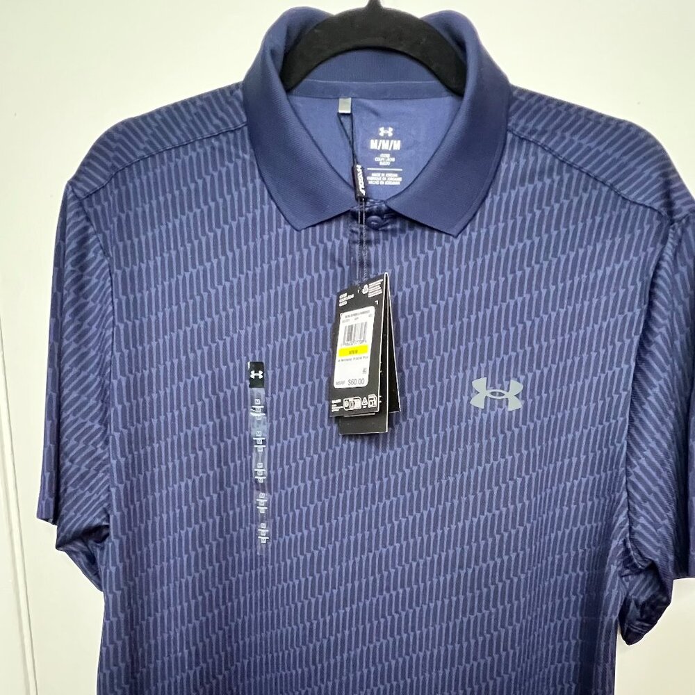 Men's Under Armour Performance 3.0 Stripe Golf Polo - Navy / MED NWT